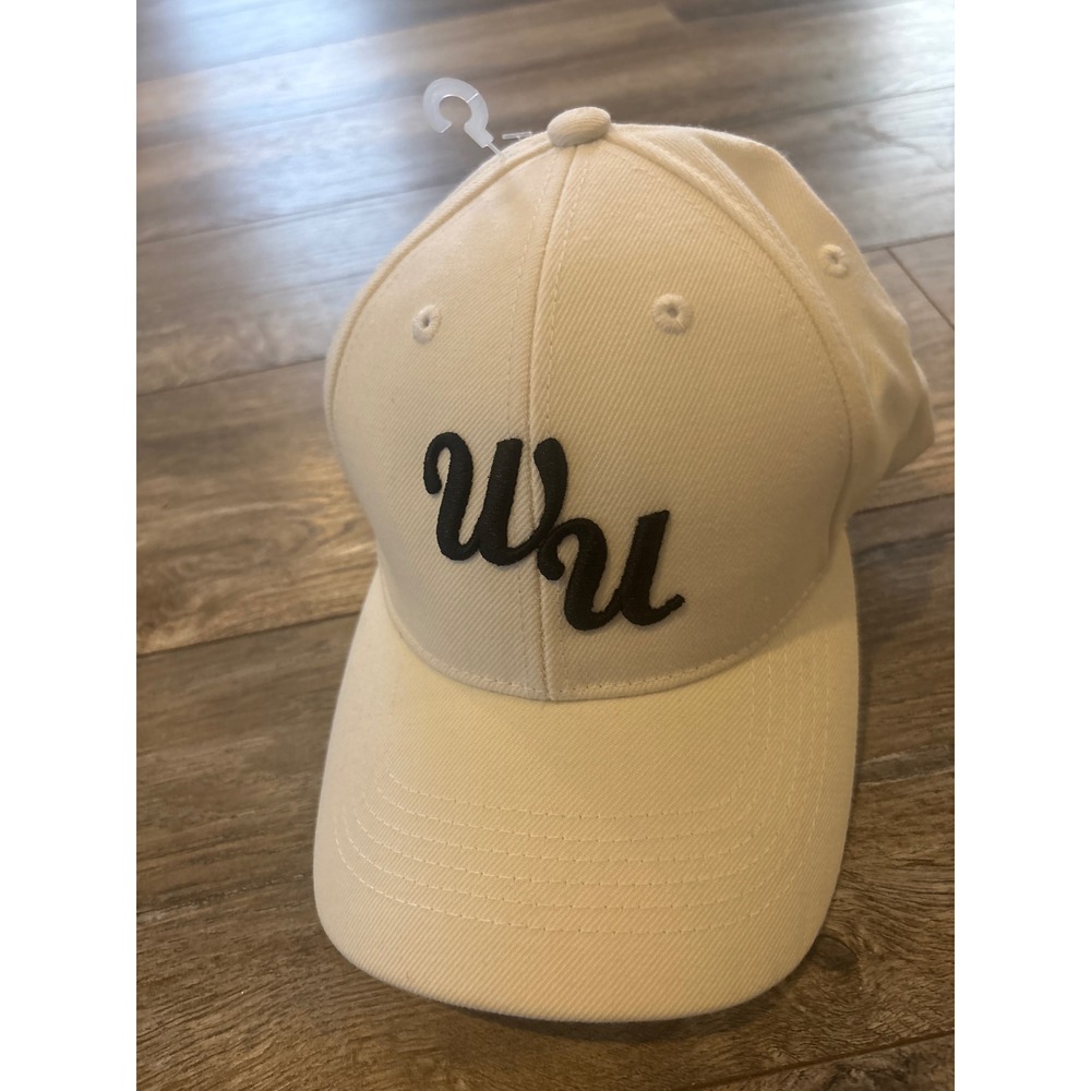 Lids WU Script Embroidered Baseball Cap Cream Off White Adjustable Hat